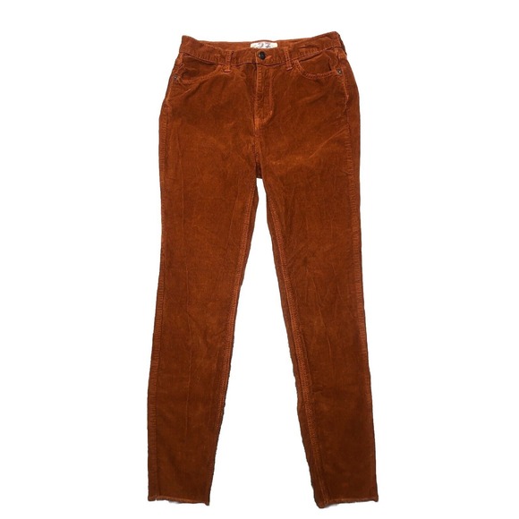 WE THE FREE Casual Corduroy Pants 27‎ Burnt Orange Slim Raw Hem - Picture 1 of 11